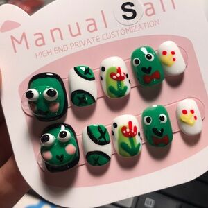 Pinching style hand-made press on nail